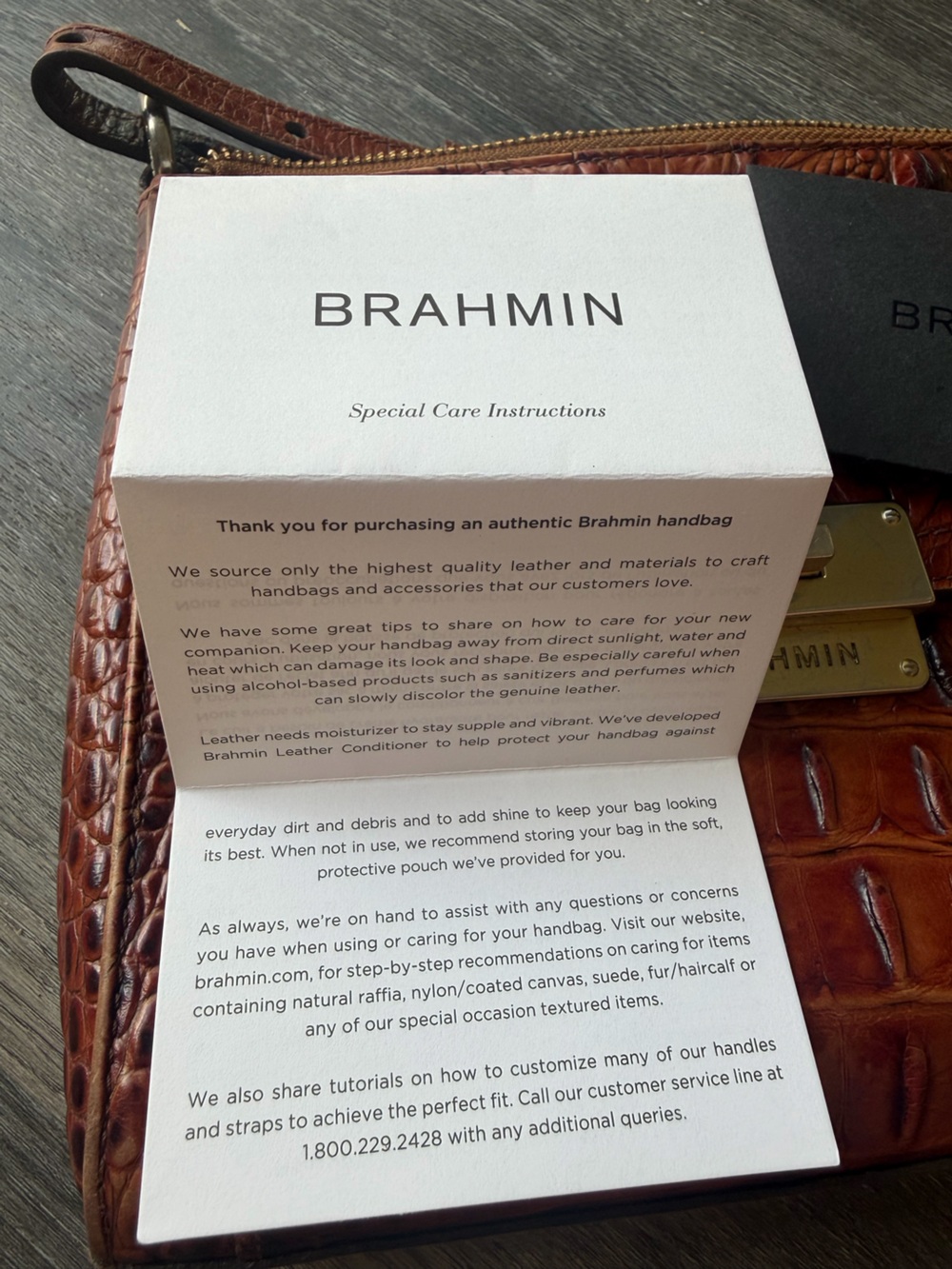 Brahmin Melbourne Manhattan Pecan Croc-Embossed Leather Crossbody with Tassel - Picture 3 of 10